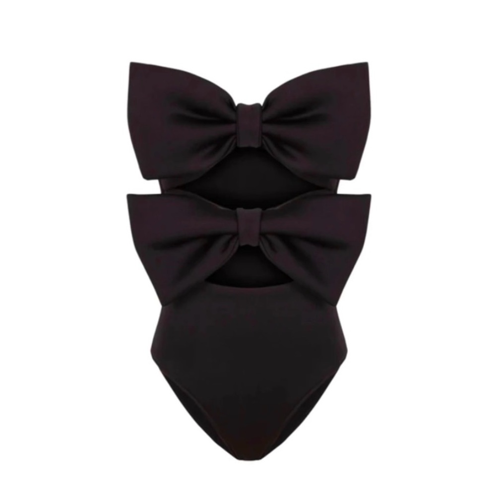 Black bow swimsuit one piece-NEW